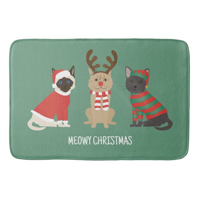 Meowy Weihnachtskatzen Badematte (Vorderseite)