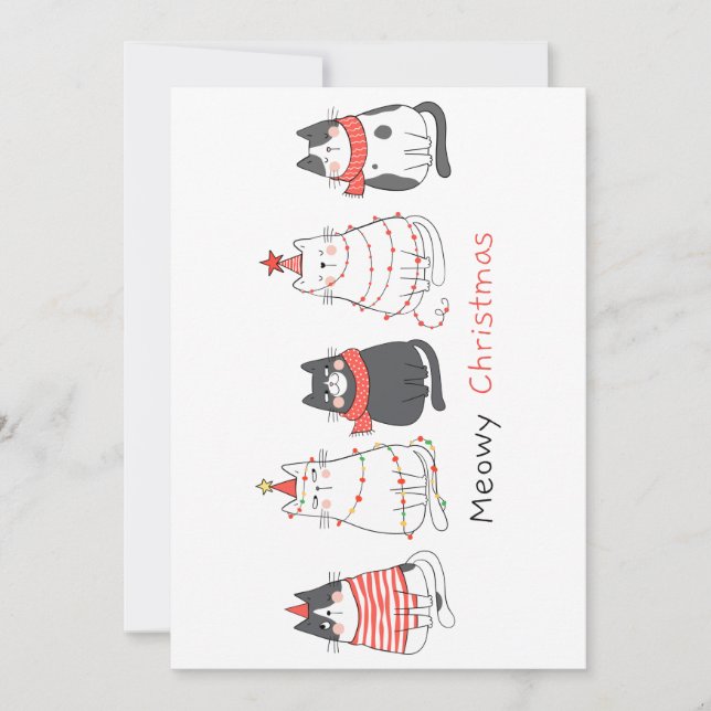 Meowy Weihnachtskatzen Feiertagskarte (Vorderseite)