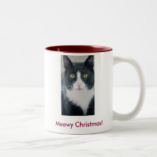 Meowy Weihnachtskatzen-Ferienzeitkitty-Tasse Zweifarbige Tasse