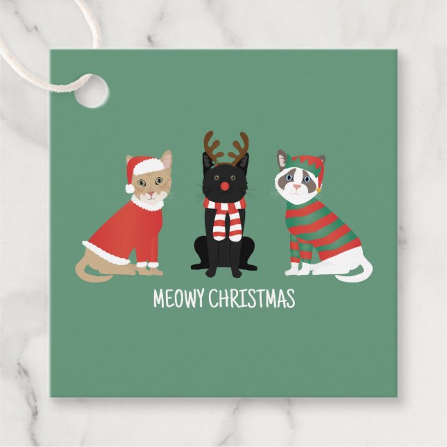 Meowy Weihnachtskatzen Geschenkanhänger (Vorderseite)