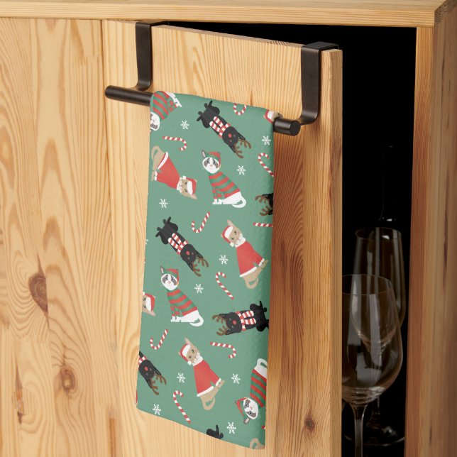 Meowy Weihnachtskatzen Geschirrtuch (Drittel gefaltet)