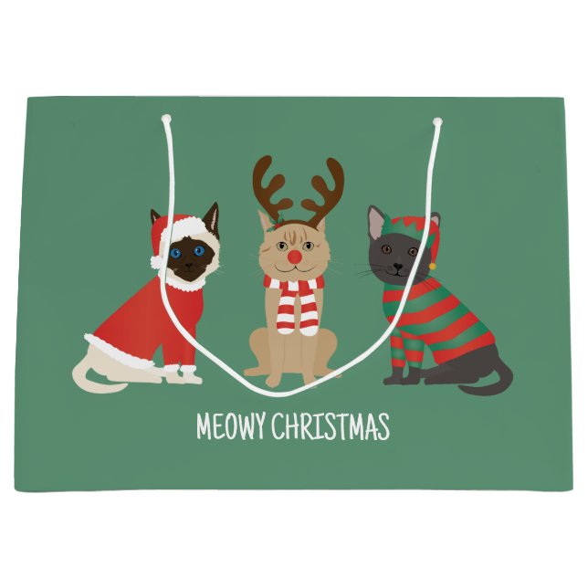 Meowy Weihnachtskatzen Große Geschenktüte (Vorderseite)