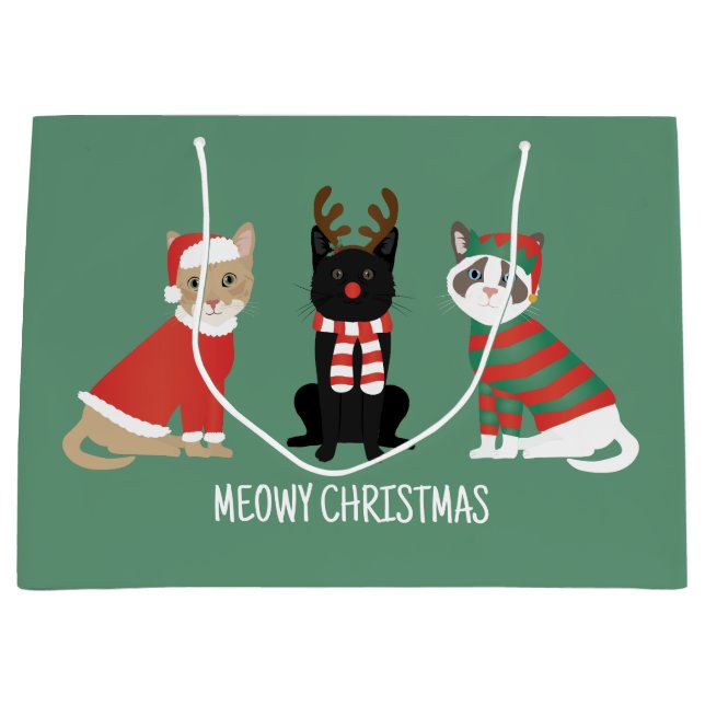 Meowy Weihnachtskatzen Große Geschenktüte (Vorderseite)