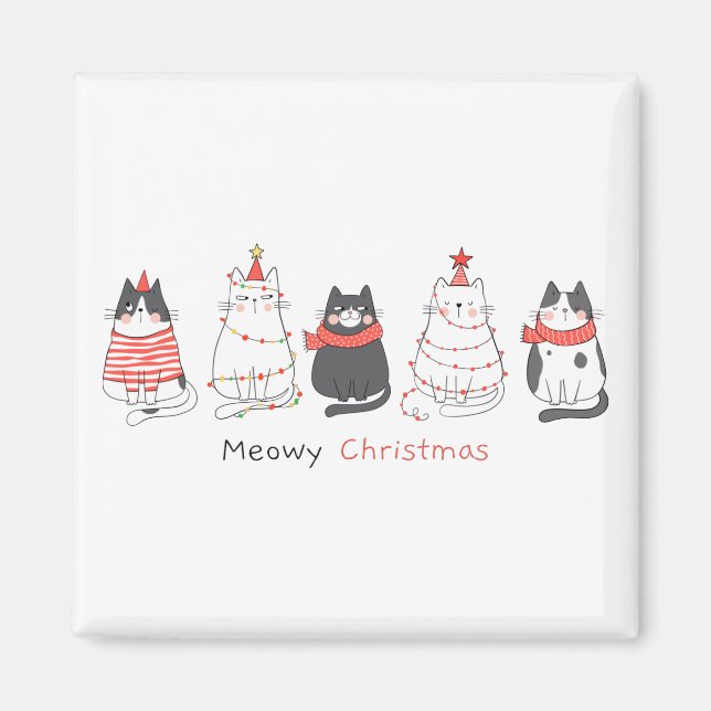 Meowy Weihnachtskatzen Magnet (Vorne)