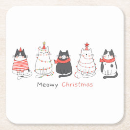 Meowy Weihnachtskatzen Rechteckiger Pappuntersetzer