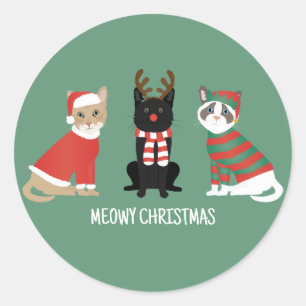 Meowy Weihnachtskatzen Runder Aufkleber