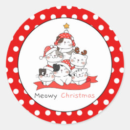 Meowy Weihnachtskatzen Runder Aufkleber