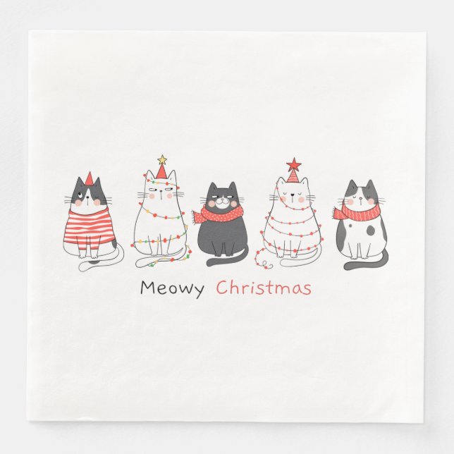 Meowy Weihnachtskatzen Serviette (Vorderseite)
