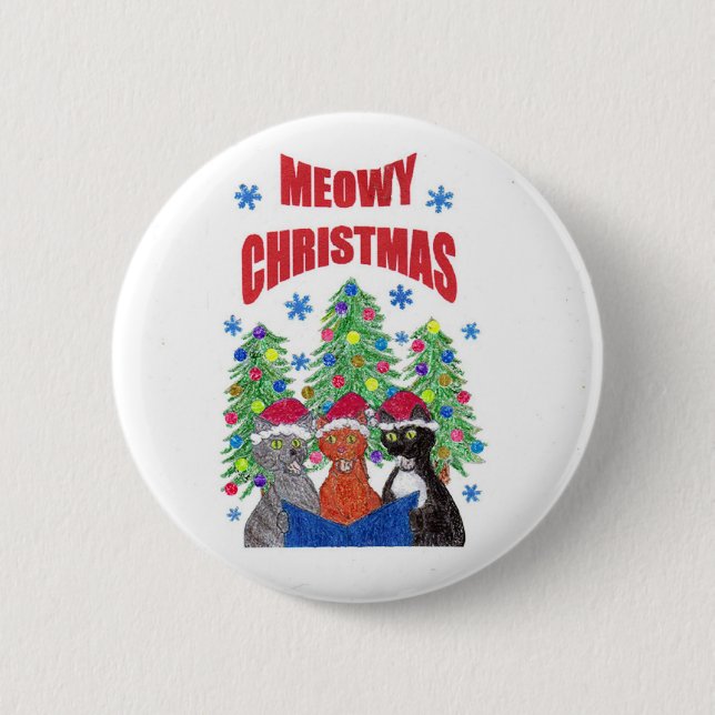 Meowy Weihnachtsknopf Button (Vorderseite)