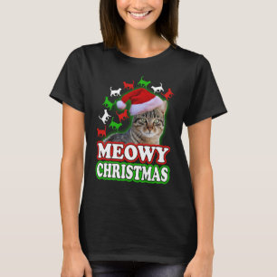 Meowy Weihnachtslustiges Katzen-Shirt T-Shirt