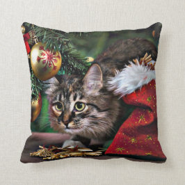 Meowy Weihnachtslustiges Miezekatze-Katzen-Kissen Kissen