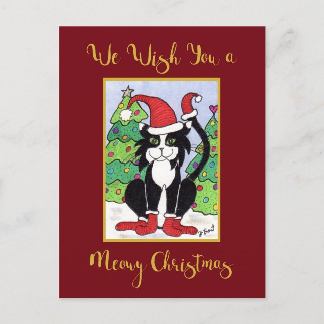Meowy Weihnachtsniedlicher Feiertagspostkarte (Vorderseite)