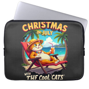 Meowy Xmas Sommer Weihnachten im Juli Chillin Cool Laptopschutzhülle