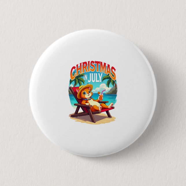 Meowy Xmas Summer Christmas In July Chillin Cool C Button (Vorderseite)