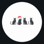 Meowys Christmas Black Cat Weihnachtsmannmützen pr Runder Aufkleber<br><div class="desc">Meowys Christmas Black Cat Weihnachtsmannmützen Präsentieren Animal Xmas</div>