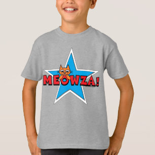 MEOWZA! Kinder Rot Weiß und Blau Katze T-Shirt