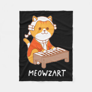 Meowzart Cat Pun Clico Piano Fleecedecke