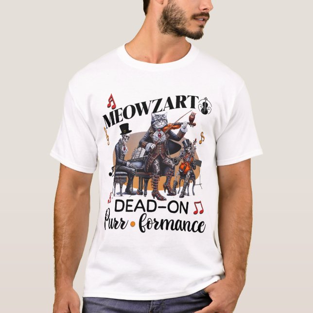 Meowzart: Cat Skeleton Orchestra T-Shirt (Vorderseite)