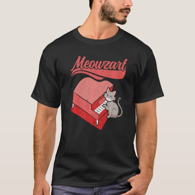 Meowzart Musikinstrument Musiker Pianist Cat P T-Shirt (Vorderseite)