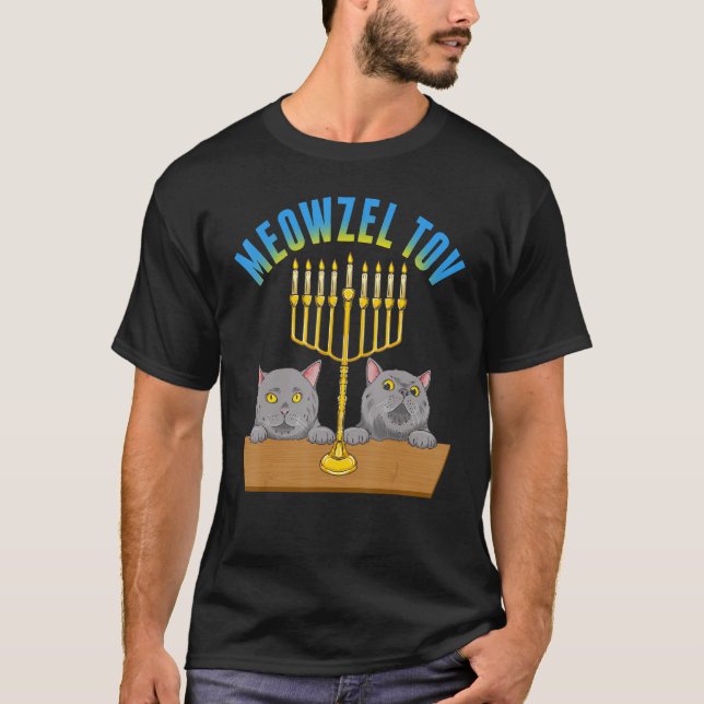 Meowzel Tov Cat Jüdisches Mazel Tov Hanukah Fun Tr T-Shirt (Vorderseite)