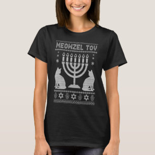 Meowzel Tov Cat Juwish Holiday Ugly Hanukkah Chan T-Shirt