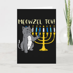 Meowzel Tov Jüdische Katze Lustiges Hanukkah Chanu Karte