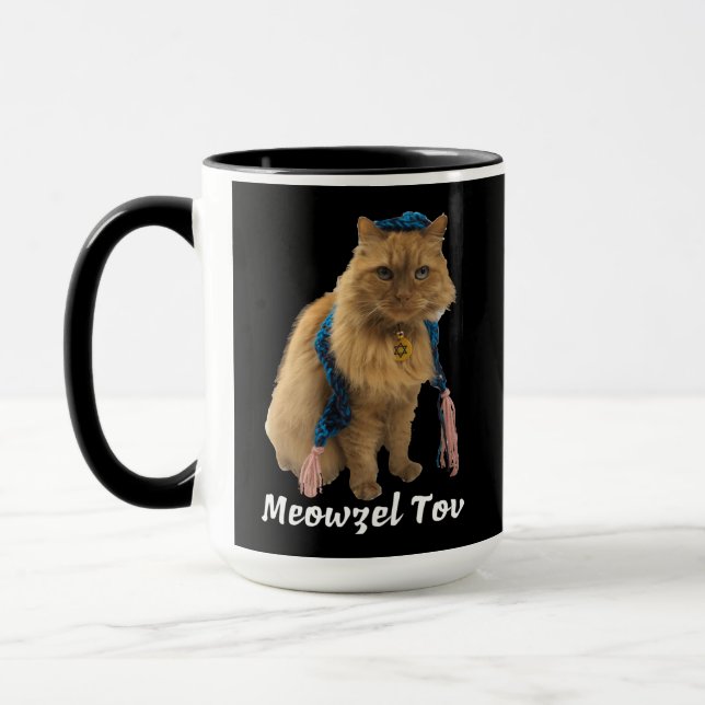 Meowzel Tov Juif Drôle Chat Mug (Gauche)