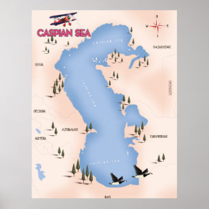 Mer Caspienne Style Vintage Carte poster voyage