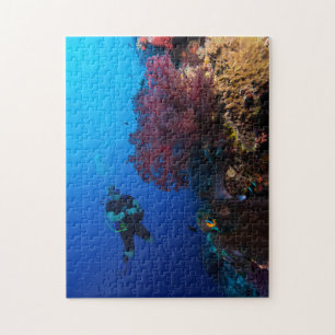Mer de corail - plongeur et corail mou - puzzle