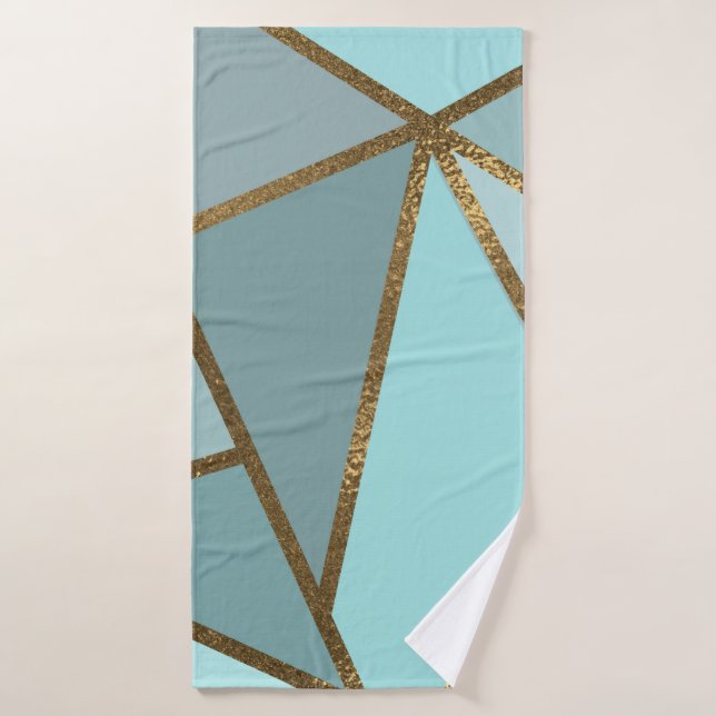 Mer Turquoise Vert Bleu & Bronze Géométrique (Serviette de bain)