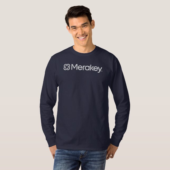 Merakey Logo-Marine Lang-Hülse T - Shirt (Vorne ganz)