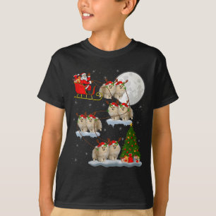 Meranian Hund Santa Schlitten Fliegend Lustig Magi T-Shirt