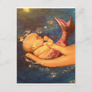 Merbaby in der Nacht Postkarte