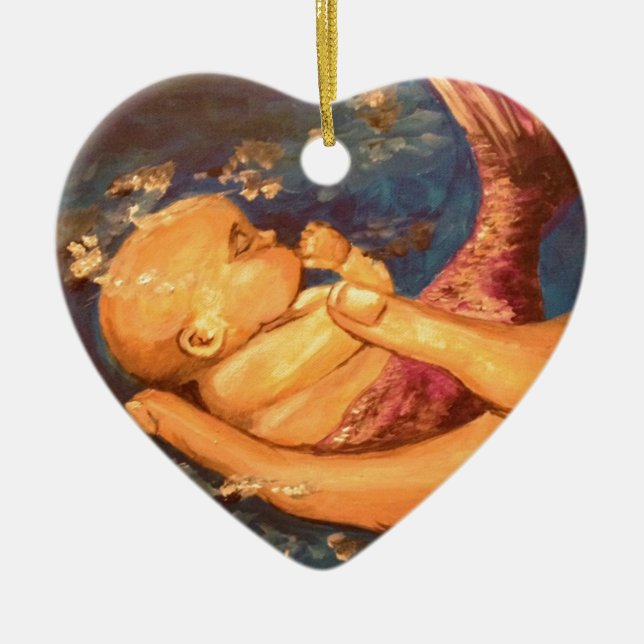 Merbaby nachts keramikornament (Vorne)