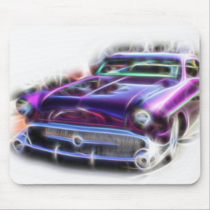 Merc Mercury Hotrod Mouse Pad Lila Flames Rodder Mousepad