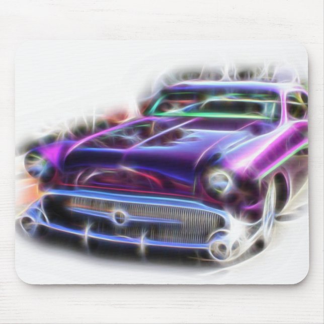 Merc Mercury Hotrod Mouse Pad Lila Flames Rodder Mousepad (Vorne)