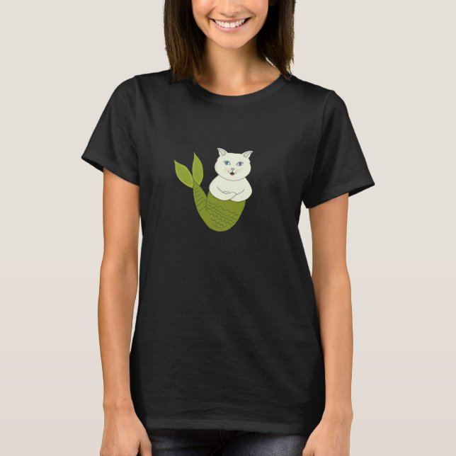 Mercat Purrmaid Merman Fish Cat T-Shirt (Vorderseite)