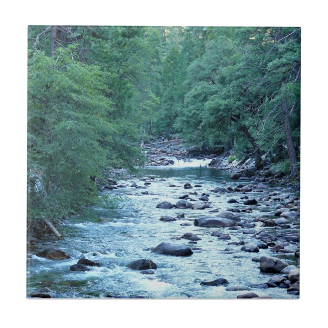 Merced River by Happy Isles, Yosemite, CA Fliese (Vorderseite)