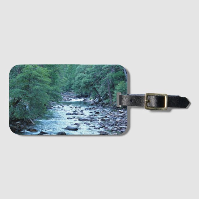 Merced River by Happy Isles, Yosemite, CA Gepäckanhänger (Vorderseite (Horizontal))