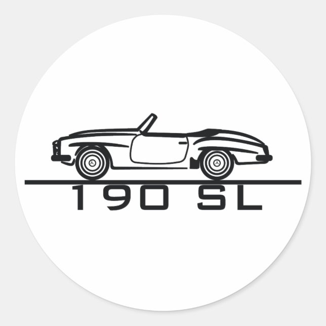 Mercedes 190 SL Typ 121 Runder Aufkleber (Vorderseite)