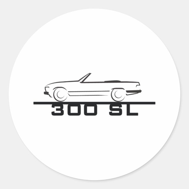 Mercedes 300 SL Typ 107 Runder Aufkleber (Vorderseite)