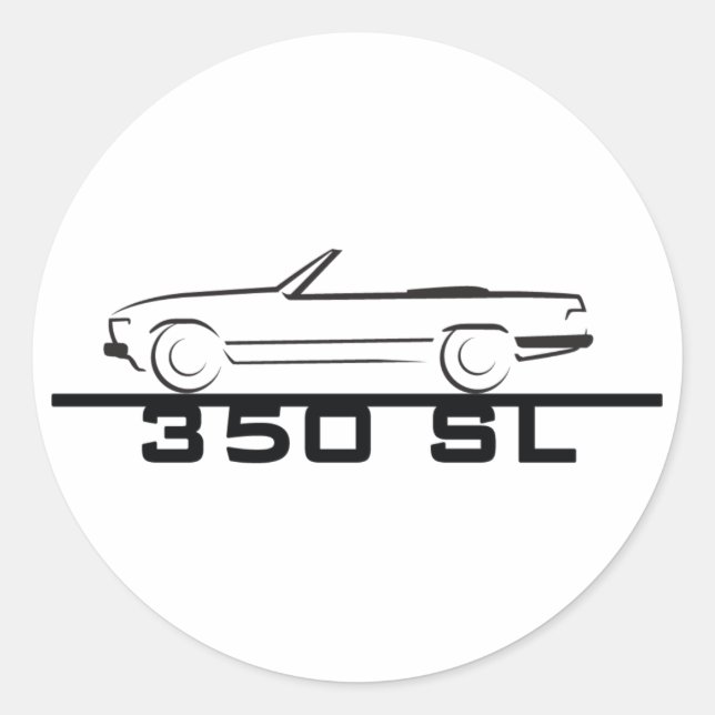 Mercedes 350 SL Typ 107 Runder Aufkleber (Vorderseite)