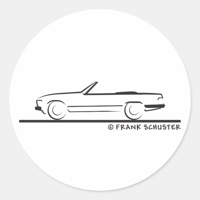 Mercedes 450 SL Typ 107 Runder Aufkleber (Vorderseite)