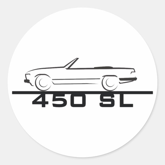 Mercedes 450 SL Typ 107 Runder Aufkleber (Vorderseite)