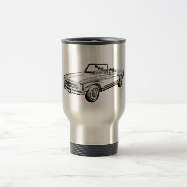 Mercedes Benz 280 SL Cabrio Illustration Reisebecher (Mittel)