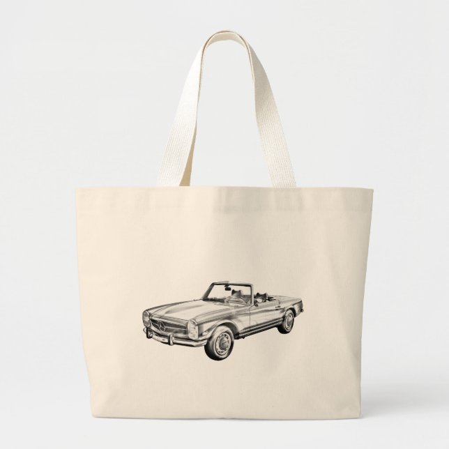 Mercedes Benz 280 SL Konvertible Illustration Jumbo Stoffbeutel (Vorne)