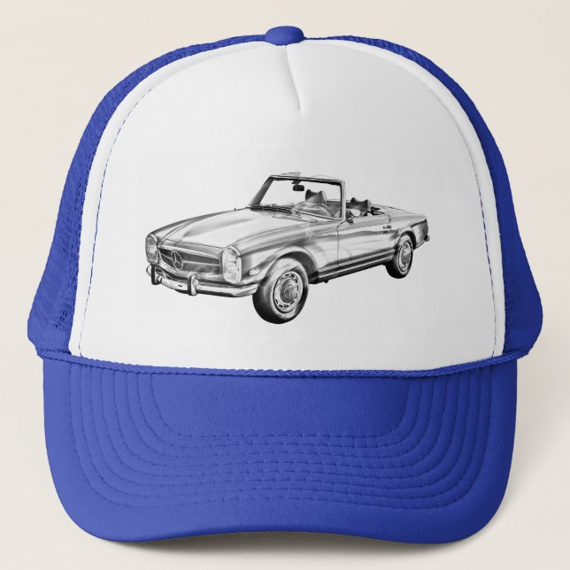 Mercedes Benz 280 SL Konvertible Illustration Truckerkappe (Vorderseite)