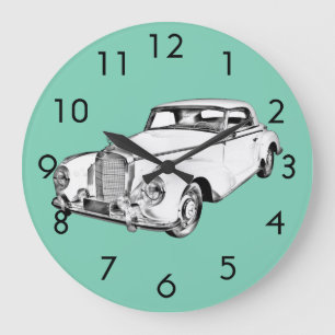 Mercedes Benz 300 Luxury Car Digital Zeichnend Große Wanduhr