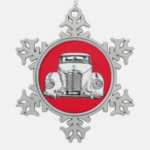Mercedes Benz 300 Luxus-Klassiker-Illustration Schneeflocken Zinn-Ornament