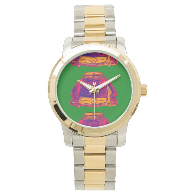 Mercedes Benz 300 SL Convertible Pop Art Armbanduhr (Vorderseite)